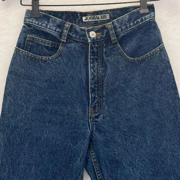 Jordache 80s High Waist Tapered Leg Deep Indigo Wash Retro Mom Jeans Sz 24 - Picture 3 of 9